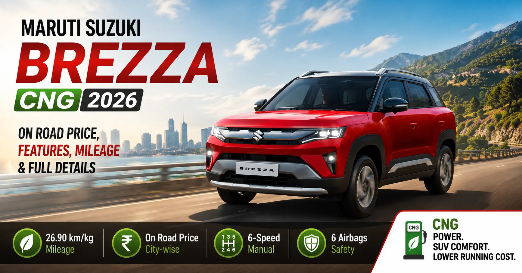 Maruti Suzuki Brezza CNG On Road Price 2026 – Variant-Wise Price, Mileage & Features